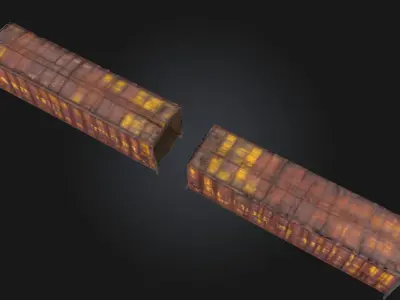 Rusty Boxcars  Weathered Train Cargo 3D model