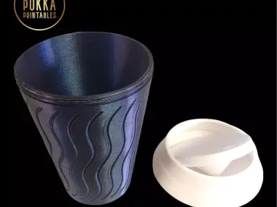 Coffee Cup Mini Trash Bin with Screw On Flip Lid Car or Desktop 3D print model