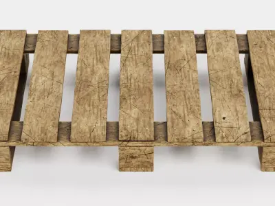 Pallet V4 - Weathered Wooden Shipping Platform 3D model