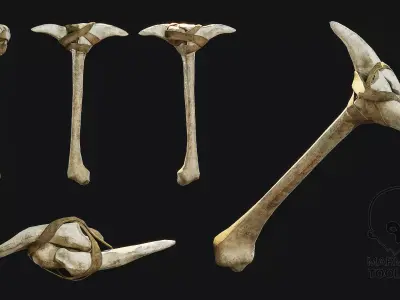 Bone Pickaxe Low-poly 3D model