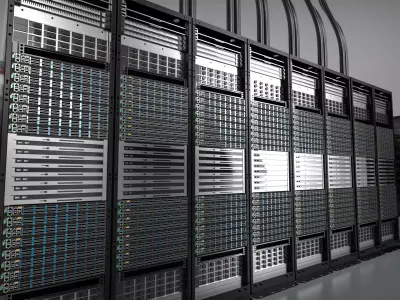 AI Data Center Liquid Cooling Cluster Rack System with PBR  3D model