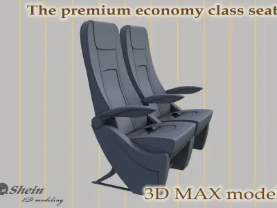 The premium economy class seat with stitches 3D model