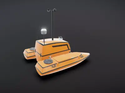 Orange unmanned ship Low-poly 3D model