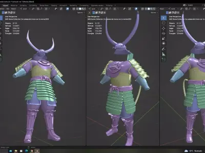 character samurai bloody  var 1 3D model