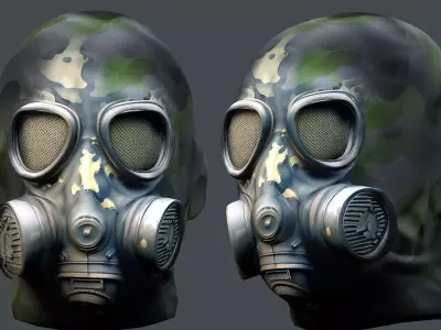 helmet Gas mask  3d model military combat Low-poly  Low-poly 3D model purchase