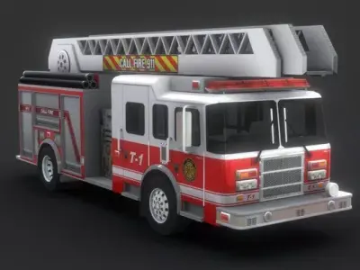 Fire truck  Low-poly 3D model purchase