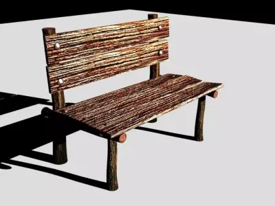 Antique wooden bench Free low-poly 3D model