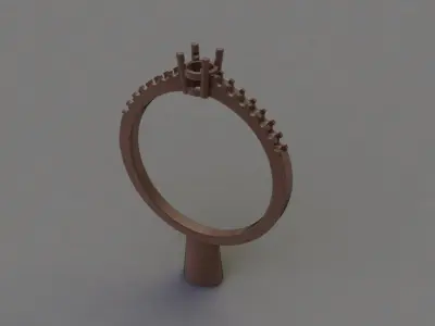 Thin Solitaire Dainty Engagement Ring Split Prong Shank 3D print model