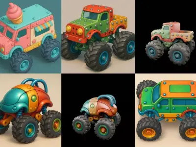 Monster Truck bundle 10 pack 100 glb 3D model