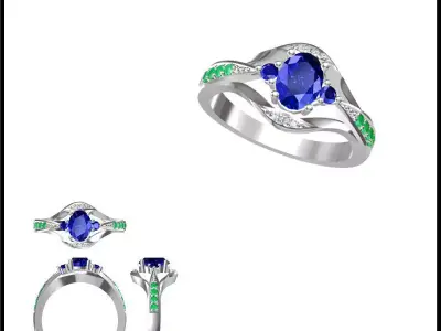 JCD Format Antique color stone rings autocad jewelry 3D print model buy
