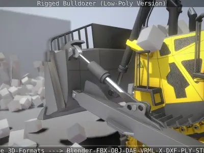Bulldozer Rigged and Animated- Low-Poly Version Low-poly 3D model