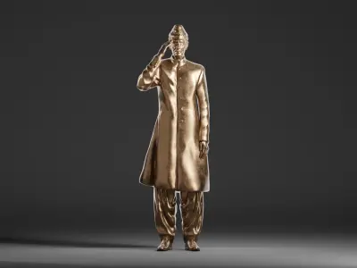 Quaid E Azam Muhammad Ali Jinnah Bronze Sculpture 3D model