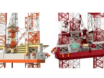 Low-poly models of drilling rigs 3D Model Pack