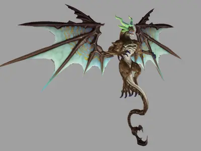 Dragon with eyes Low-poly 3D model
