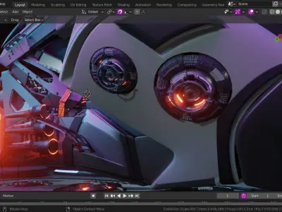 New scifi hover bike modeled in blender Low-poly 3D model