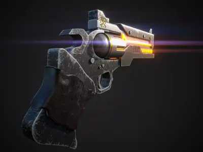 Sci Fi Revolver Game Ready PBR Weapon 3D model