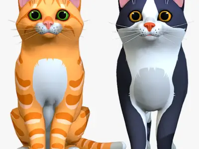 Cartoon Cats pack 3D model