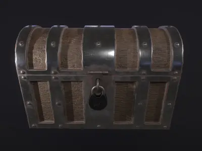 Pirate old treasure chest Low-poly 3D model