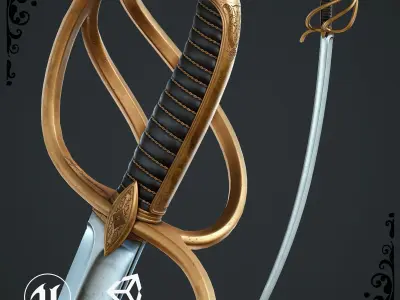Saber Sword Low-poly 3D model order