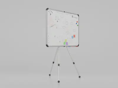 Customizable Metal Whiteboard with Stand - Writing Board Low-poly 3D model