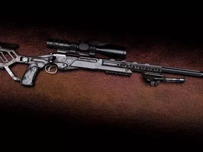 Game Ready Postapocalyptic Sniper Rifle Free low-poly 3D model