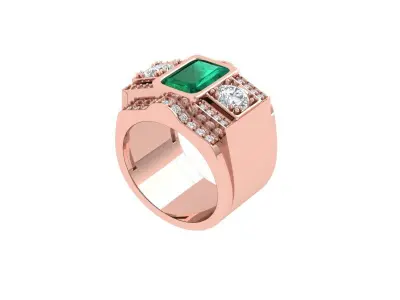Emerald Art Deco Ring 3D print model 44