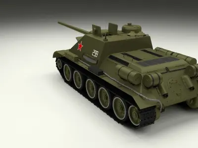 SU 100 with Interior Camo HDRI 3D model