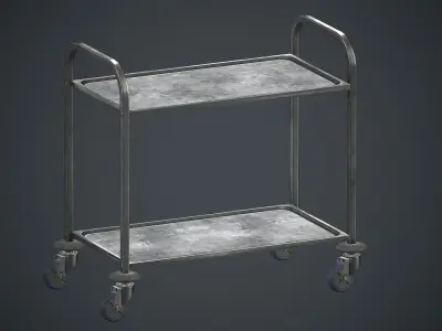 Industrial Tray Trolley 2 PBR Game Ready Low-poly 3D model