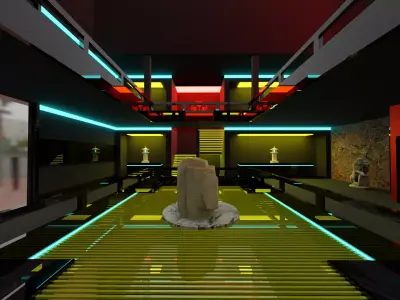 Cyber Tower full with interiors - VR world Low-poly 3D model Low-poly 3D model