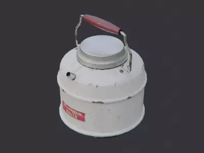 Military Metal Canteen with Lid Low-poly 3D model