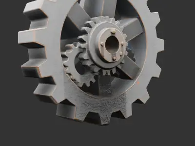 Detailed Industrial Gear Assembly Low-poly 3D model