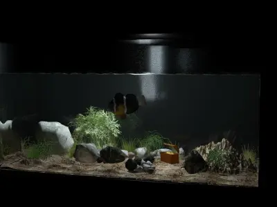 Aquarium fish tank on table 3D model