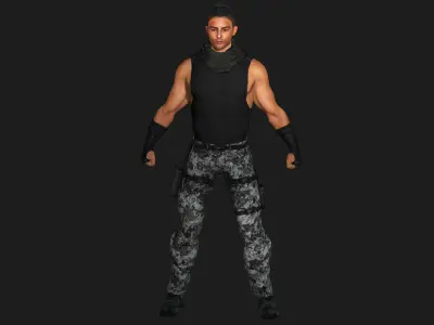 AAA 3D MALE ARMY CHARACTER 01 - HUMAN RIGGED GAME READY Low-poly 3D model