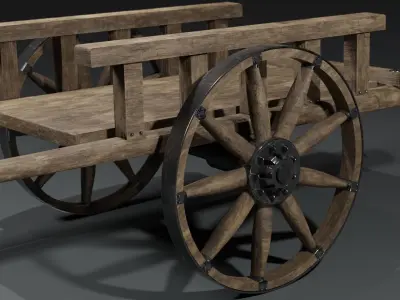 Medieval wooden cart Project 3d Model with PBR texture 3D model