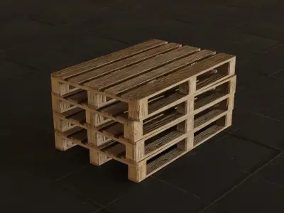 wooden pallet pack Low-poly 3D model