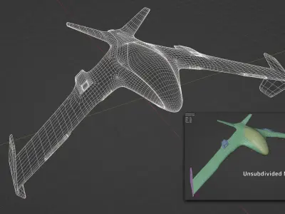 Sci-Fit Jet Ship Aero Low-poly 3D model