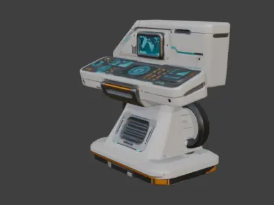 Futuristic Control Panel Game-Ready 3D Model with PBR Textures Low-poly 3D model