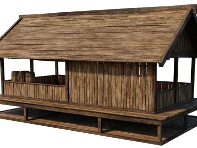 Old Wooden Shed Building House 4K Textures GameReady 77 Low-poly 3D model