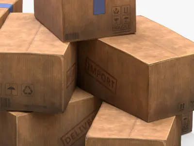 Cardboard Box Low-poly 3D model shop