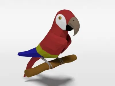 Low Poly Cartoon Macaw Parrot Low-poly 3D model
