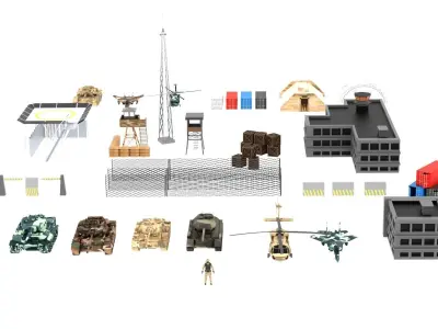 US Military Base Low-poly 3D model