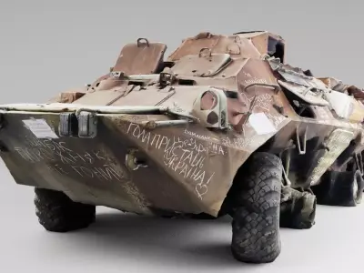 Destroyed BTR-80 wheeled amphibious armoured personnel carrier 3D model