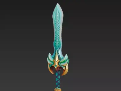 Stylized Fantasy Sword 3D Model-Decorative Weapon Sculpture 3D model