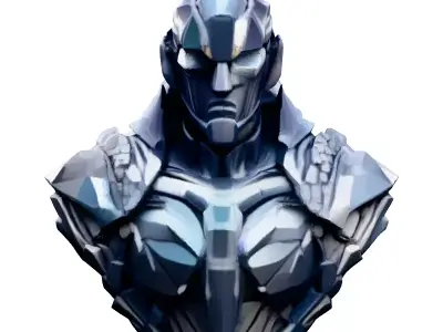 Scifi Armored Cyborg Bust Low-poly 3D model