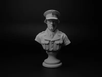 WW2 British Soldier Bust Chess 3D print model buy