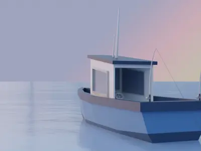 Low Poly Fishing Boat Low-poly 3D model purchase