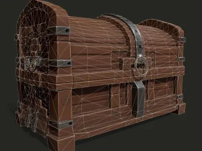 Wood Chest Low-poly 3D model