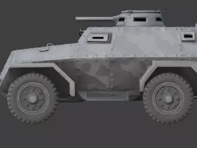 WWII Armored Recon Vehicle 3D  Low-poly 3D model