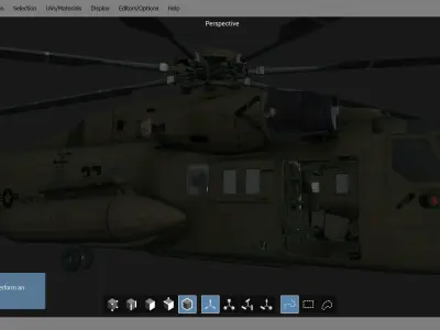 Helicopter 3d Model in computer screen 3D model