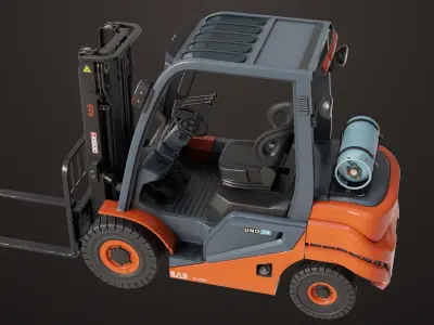 Forklift Truck 02 Orange All PBR Unity UE Textures Low-poly 3D model